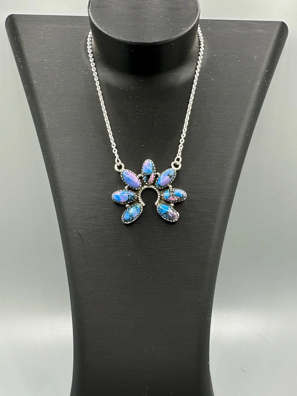 Monarch Dahlia Turquoise 925 Sterling Silver Pendant Cluster Necklace
